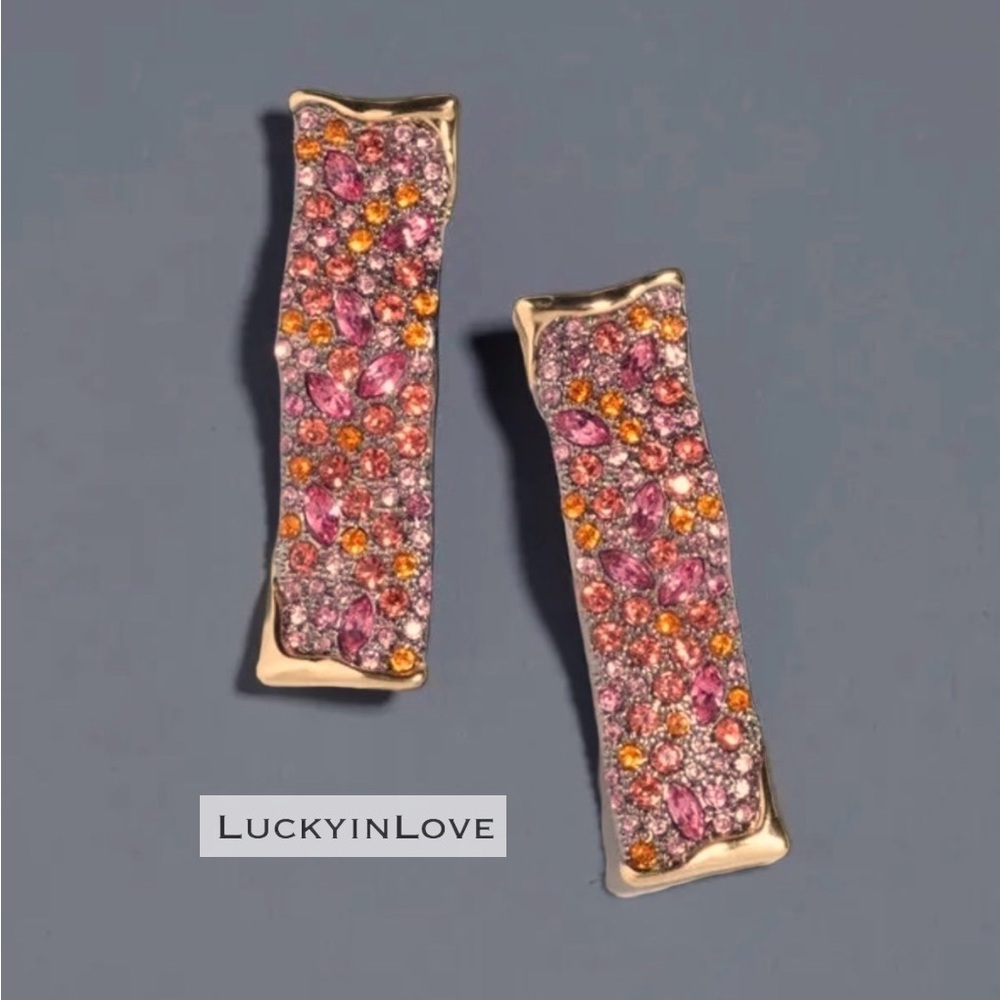 ALEXIS BITTAR • Solanales Wave Post Earrings. Pink Red
